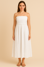 Women’s White Strapless Maxi Dress