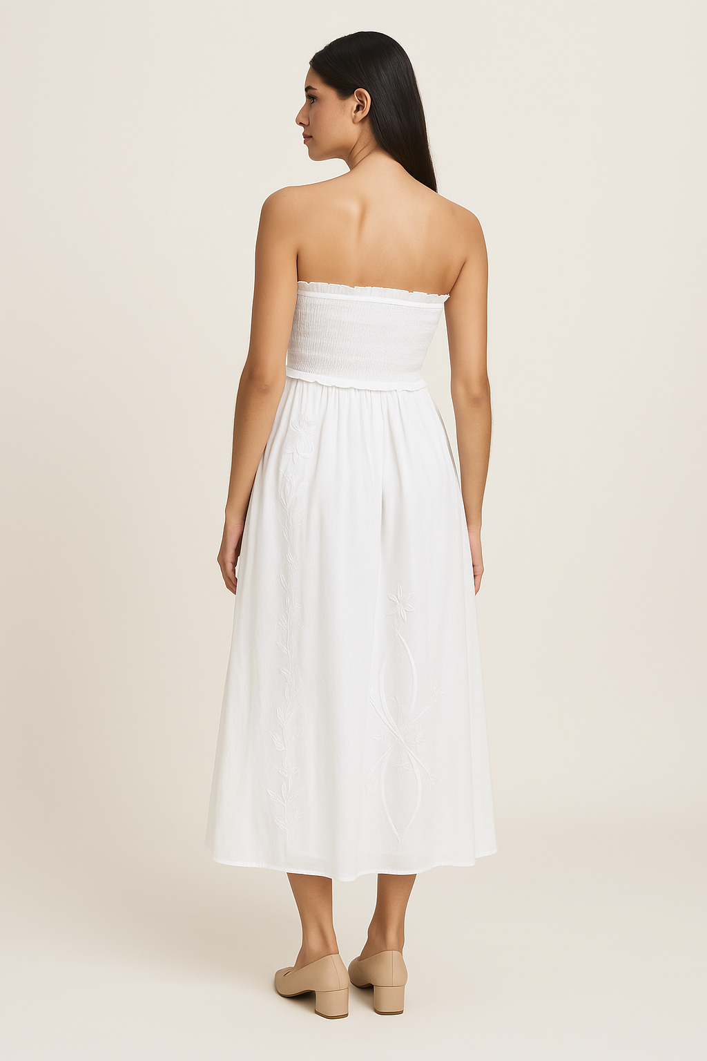 Women’s White Strapless Maxi Dress