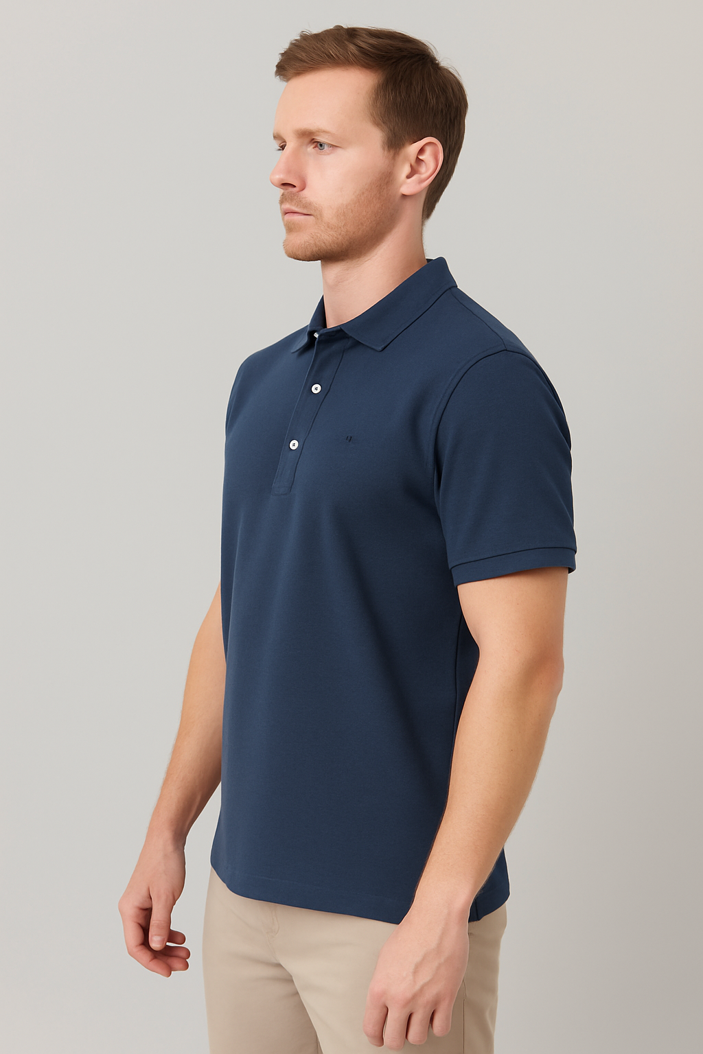 Men’s Navy Blue Cotton Polo T-Shirt