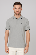Men’s Grey Cotton Polo T-Shirt