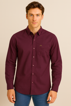 Men’s Plum Poplin 60s Long-Sleeve Shirt
