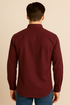 Men’s Plum Poplin 60s Long-Sleeve Shirt