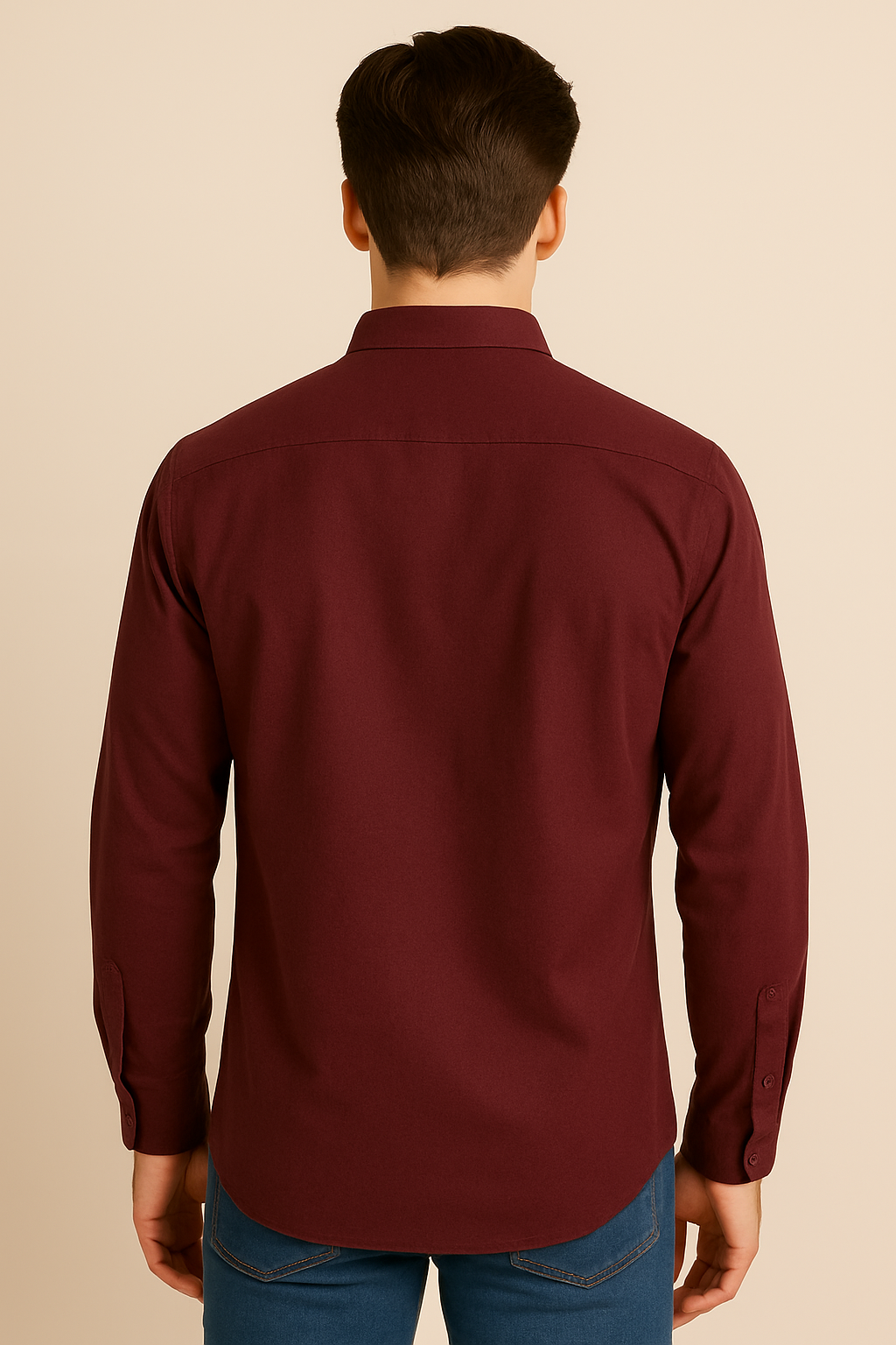 Men’s Plum Poplin 60s Long-Sleeve Shirt