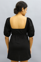 Black Cotton Flex Cut-Out Embroidered Mini Dress