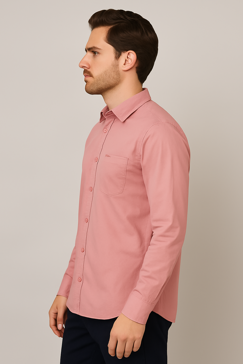 Men’s Pink Poplin 60s Long-Sleeve Shirt