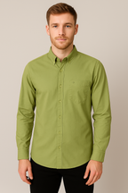Men’s Light Green Poplin 60s Long-Sleeve Shirt