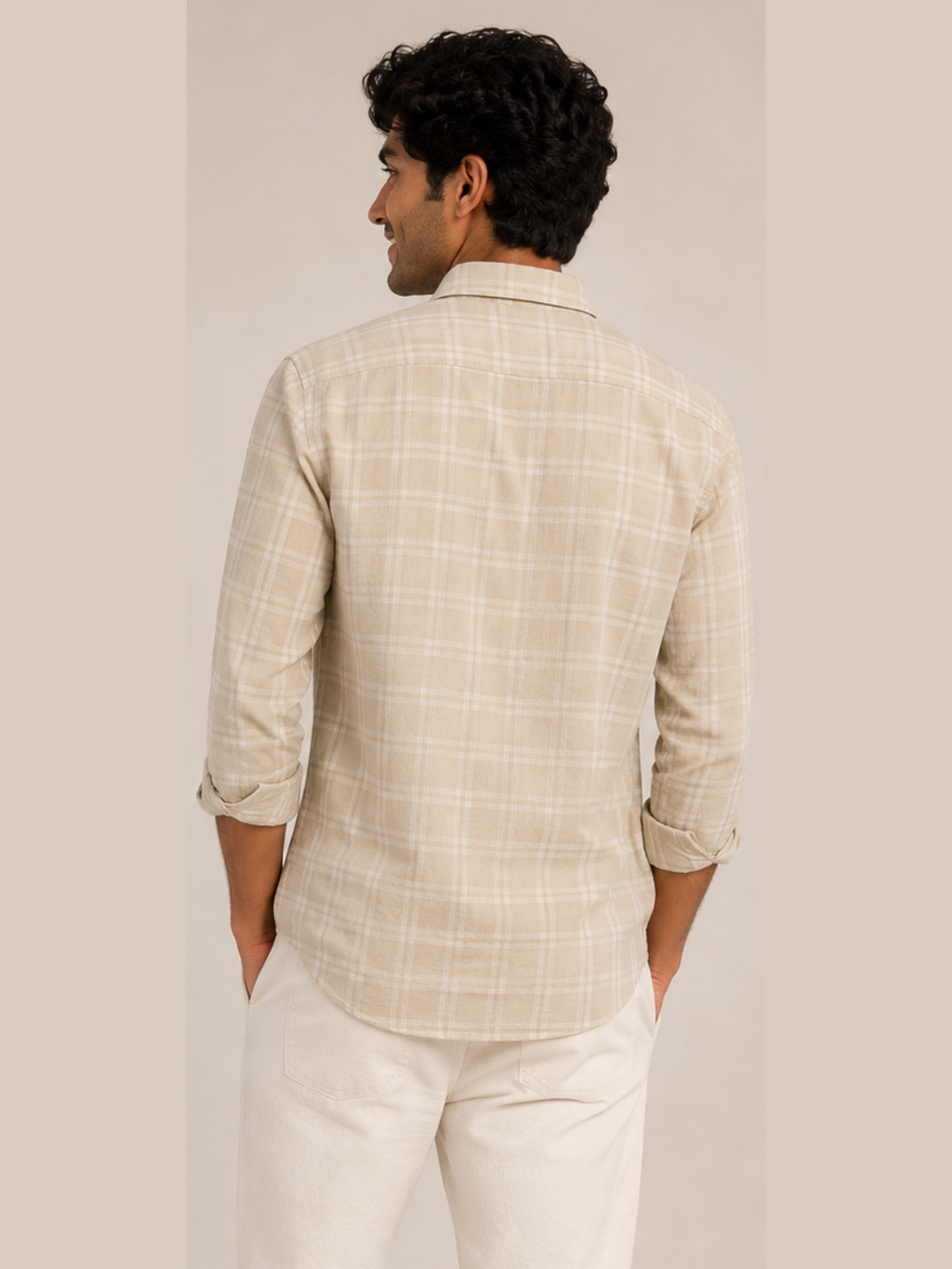 Neutral Check Casual Shirt