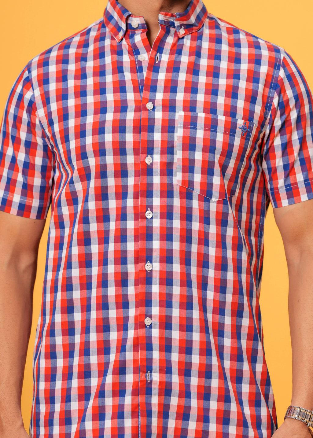 Men’s Multi-Color Check Cotton Poplin Shirt