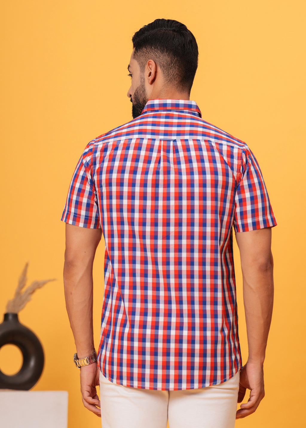 Men’s Multi-Color Check Cotton Poplin Shirt