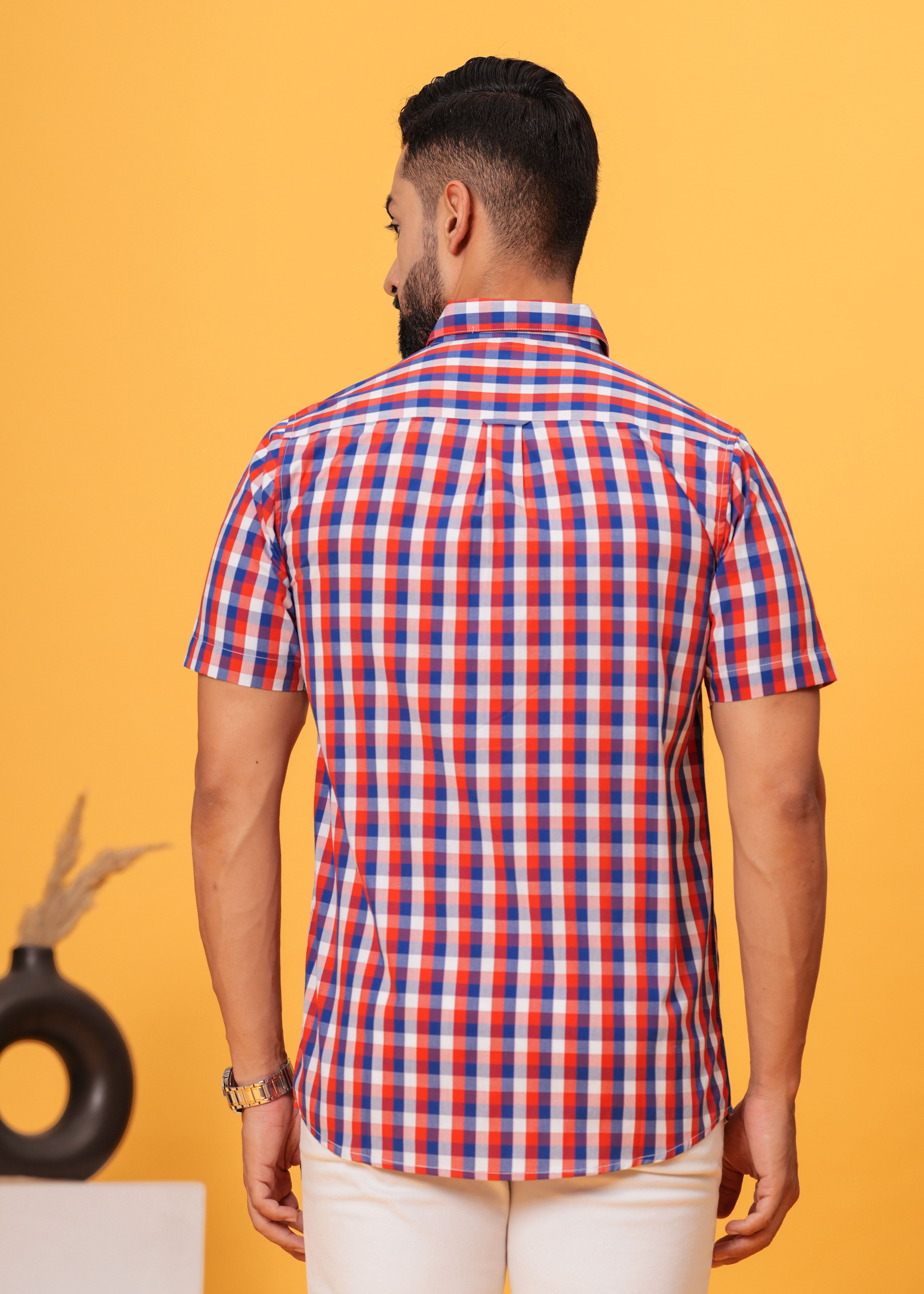 Men’s Multi-Color Check Cotton Poplin Shirt