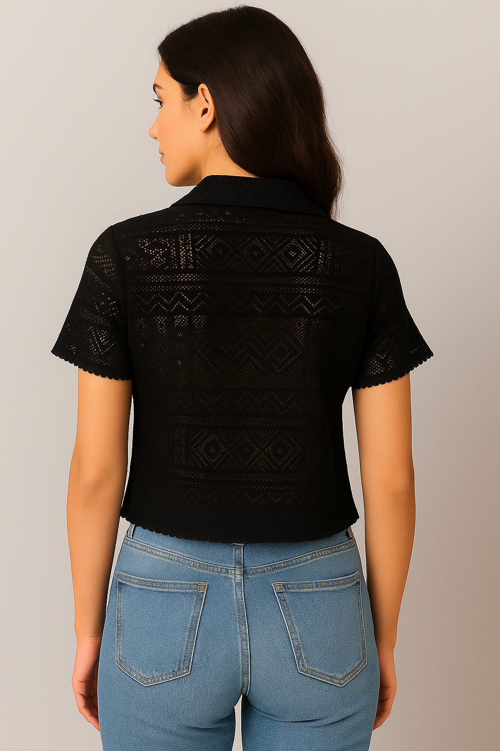 Black Cotton Net Short-Sleeve Shirt – Surplus Stock