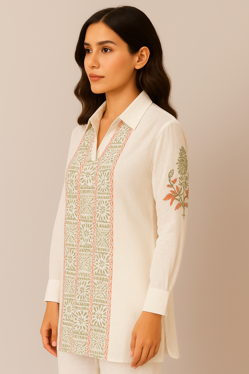 White Cotton Swiss Dobby Embroidered Top