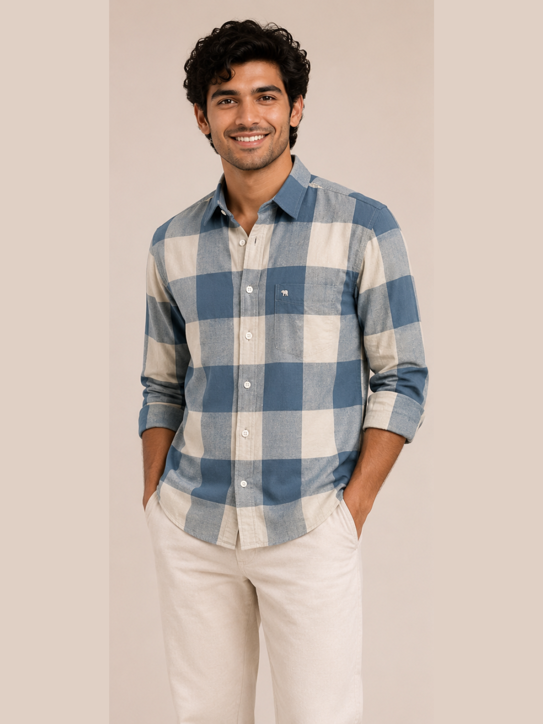 Classic Blue Oversized Check Shirt