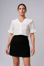 Women’s White Cotton Schiffli Embroidered Top