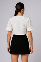 Women’s White Cotton Schiffli Embroidered Top