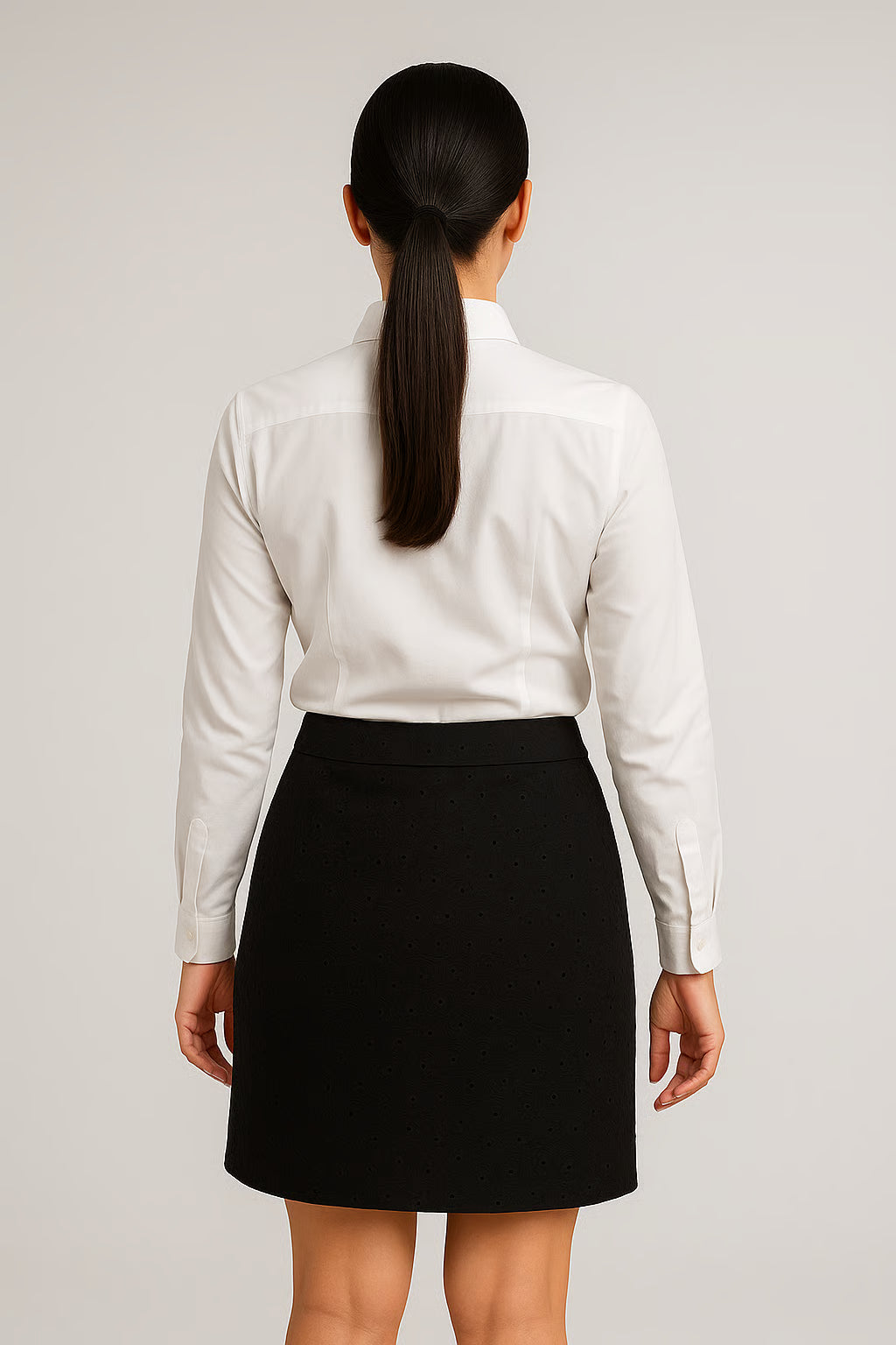 Women’s Black Cotton Schiffli Skirt with Adda Work